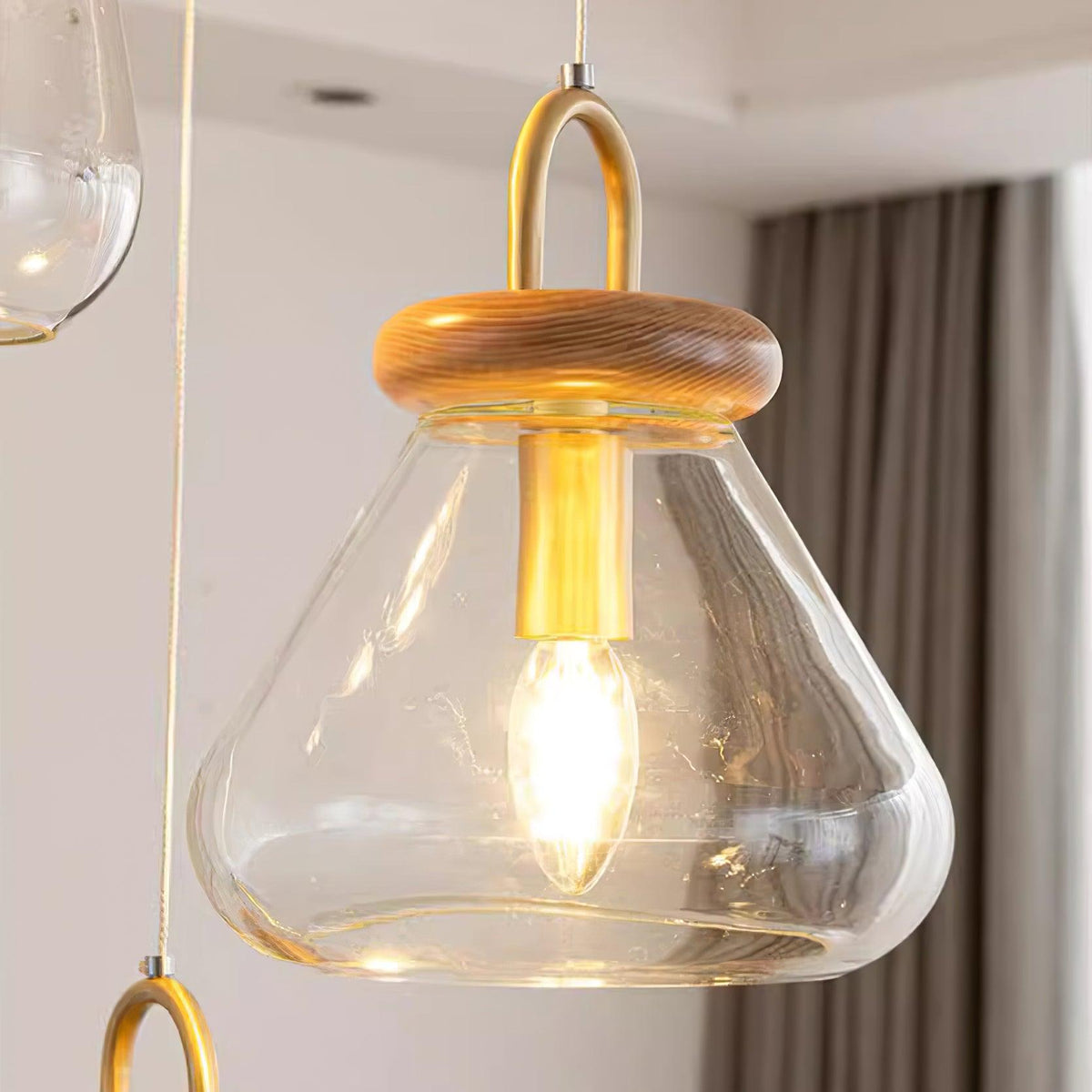 Jars Suspension Verre Bois Minimaliste