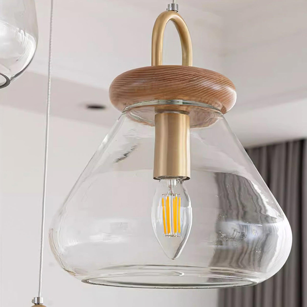 Jars Suspension Verre Bois Minimaliste