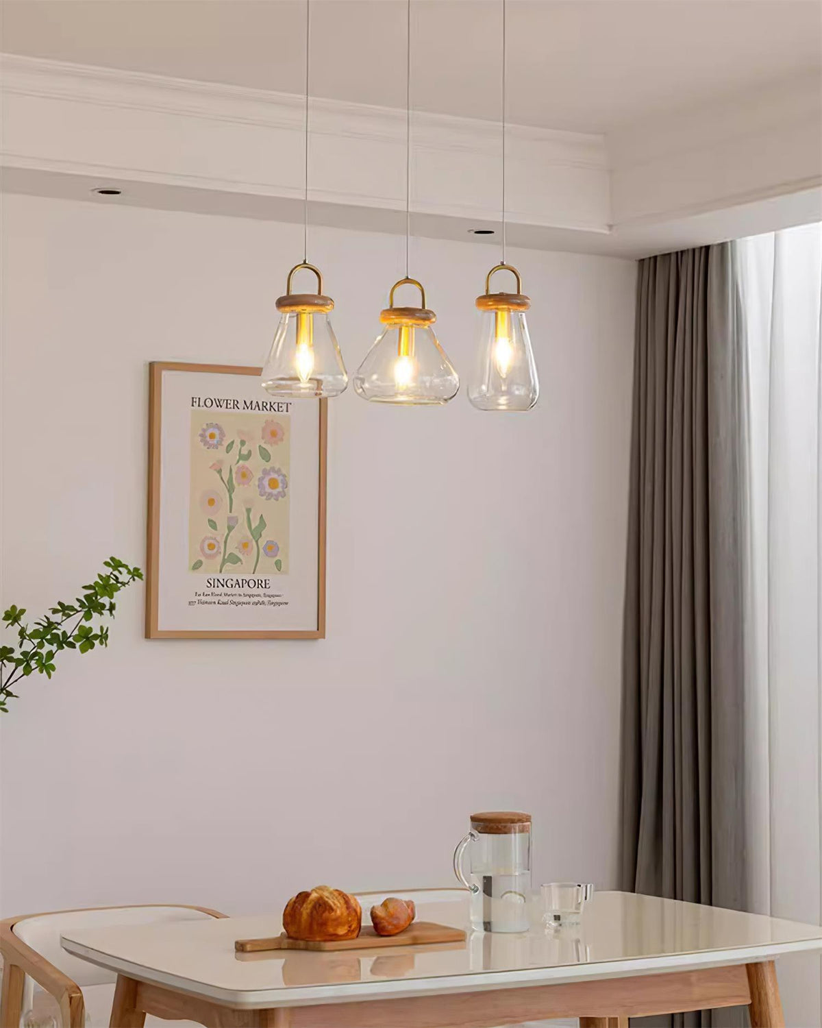 Jars Suspension Verre Bois Minimaliste