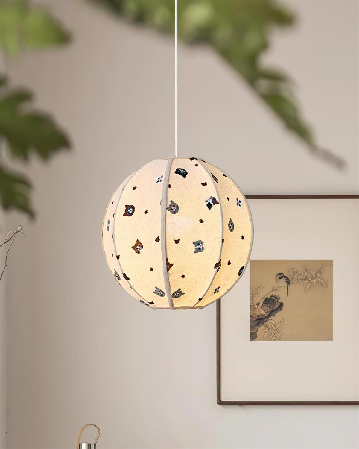 Jayne Suspension Lampe en Tissu Motif Chat Fantaisiste