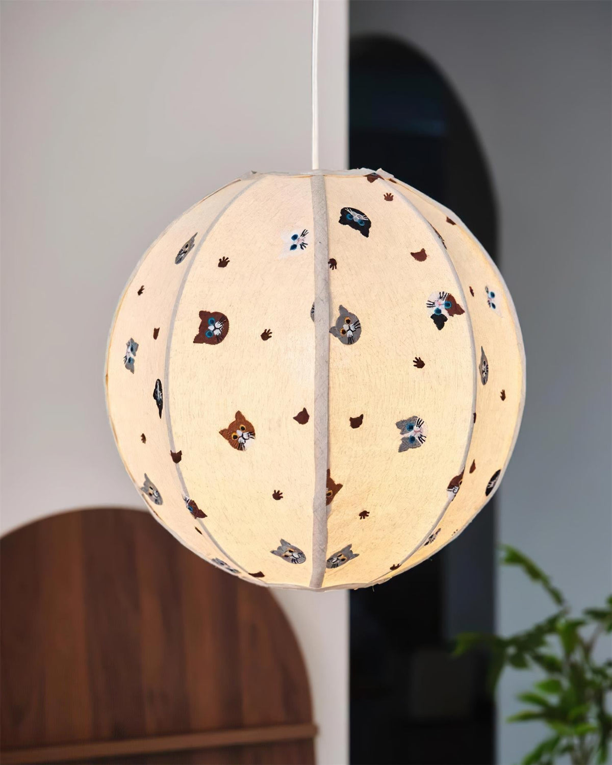 Jayne Suspension Lampe en Tissu Motif Chat Fantaisiste