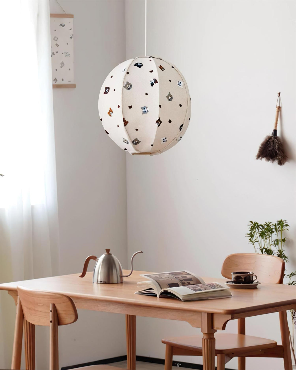 Jayne Suspension Lampe en Tissu Motif Chat Fantaisiste