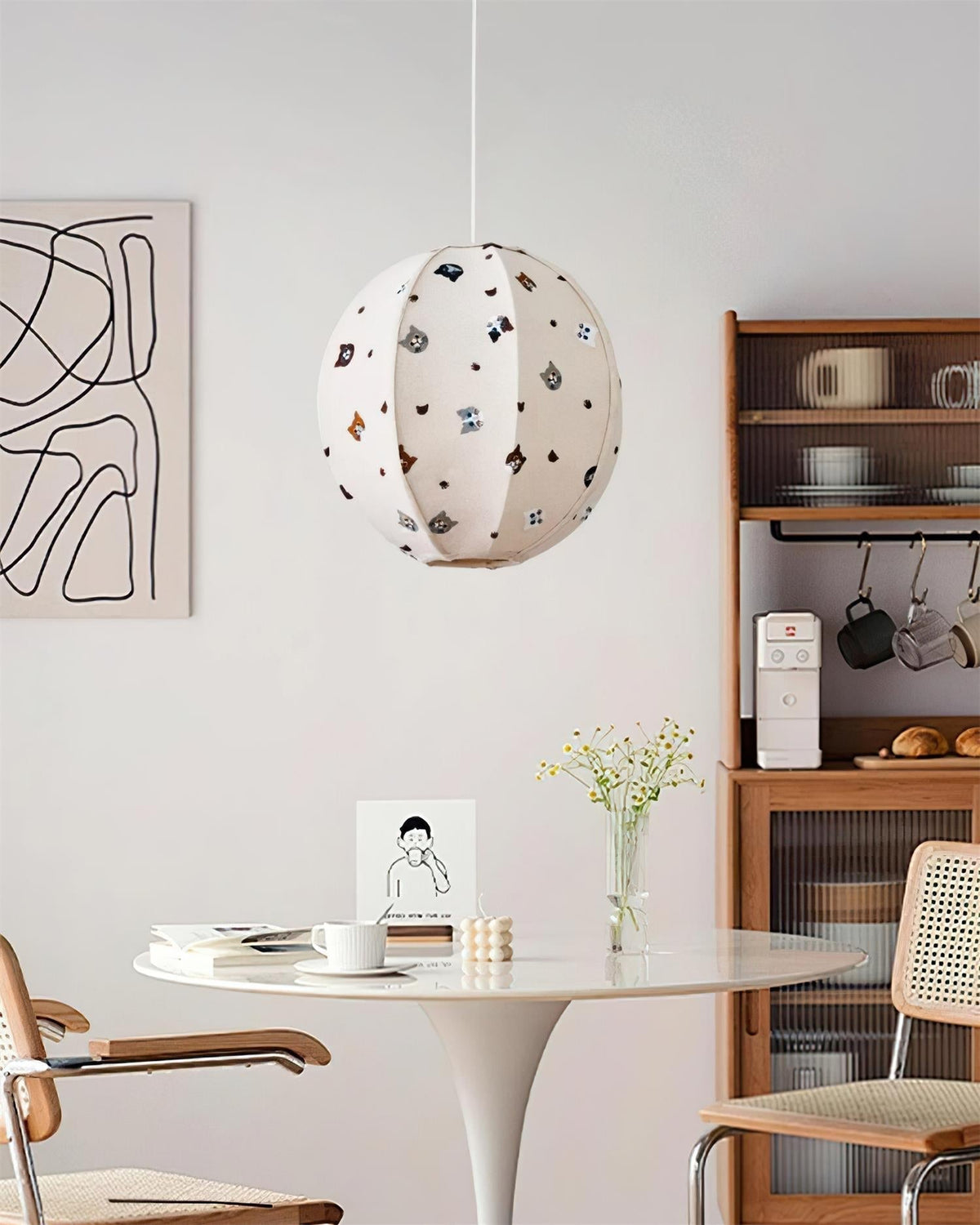 Jayne Suspension Lampe en Tissu Motif Chat Fantaisiste