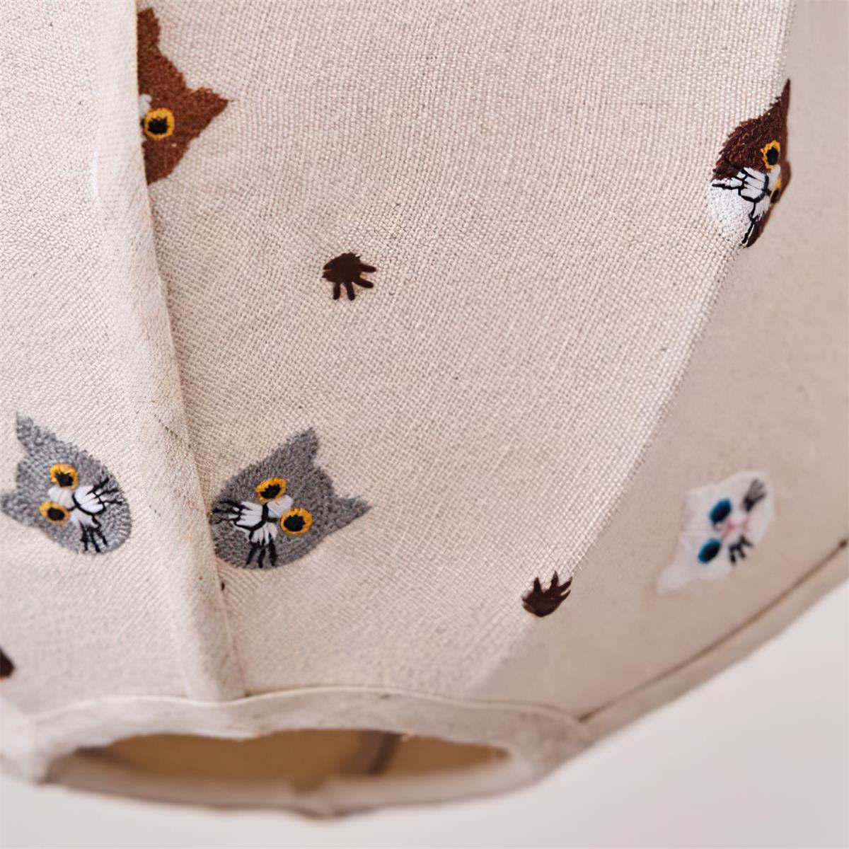 Jayne Suspension Lampe en Tissu Motif Chat Fantaisiste