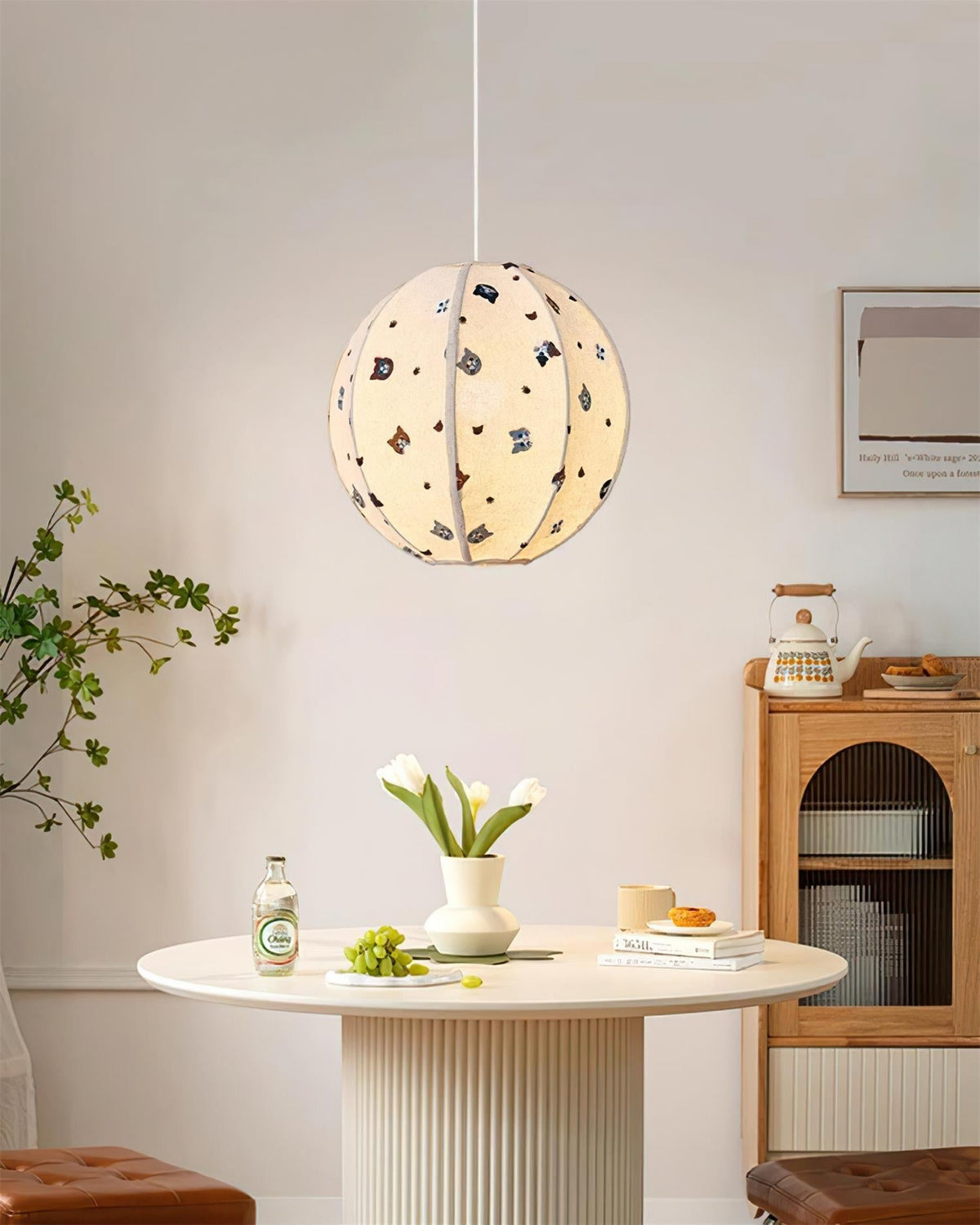 Jayne Suspension Lampe en Tissu Motif Chat Fantaisiste