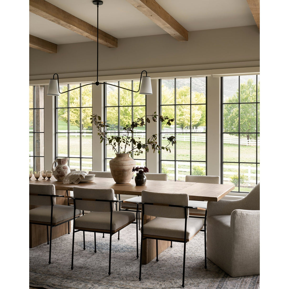 Ormirarae Vintage Industrial Linear Brass Fabric Pendant Lamp