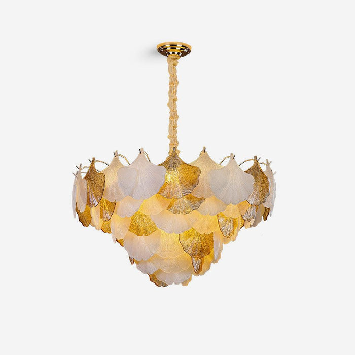 Fionel Lustre Feuilles en Verre Ambre et Blanc