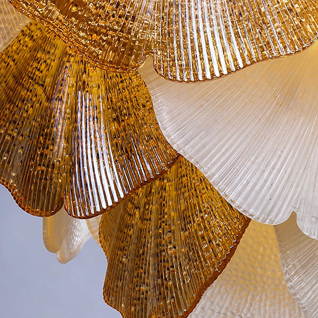 Fionel Lustre Feuilles en Verre Ambre et Blanc