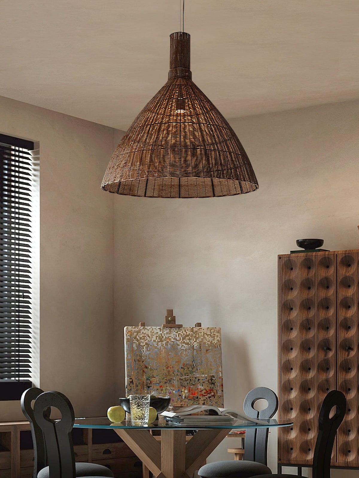 Nytheos Lampe Suspension en Rotin Naturel Artistique