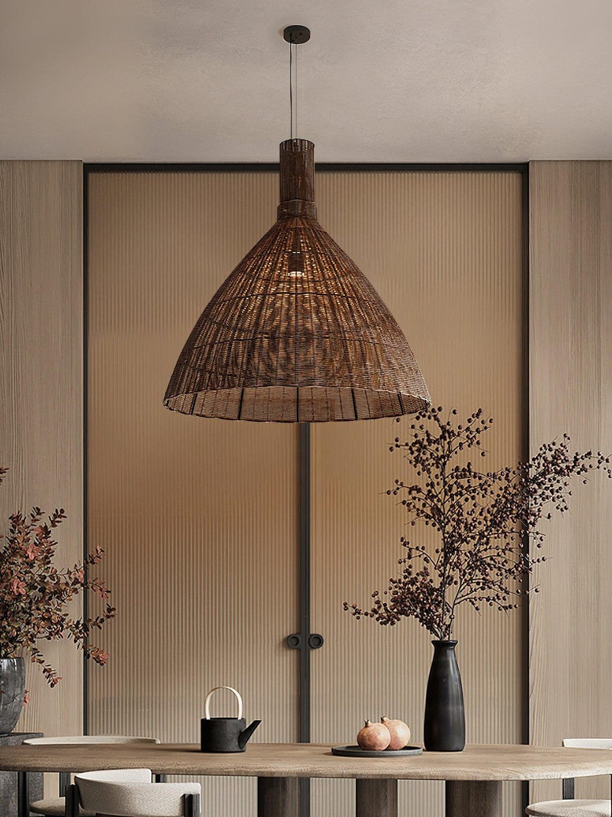 Nytheos Lampe Suspension en Rotin Naturel Artistique