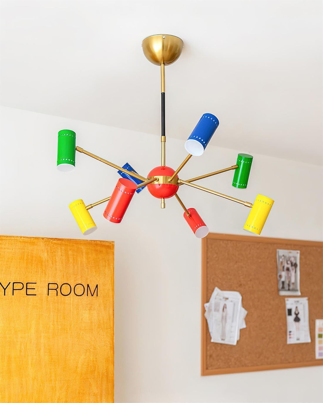 Kaleido Lustre avec Accents Colorés en Rayons