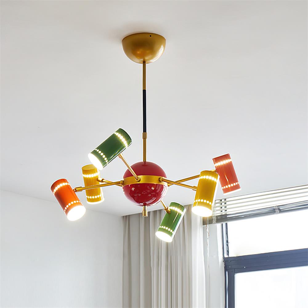 Kaleido Lustre avec Accents Colorés en Rayons