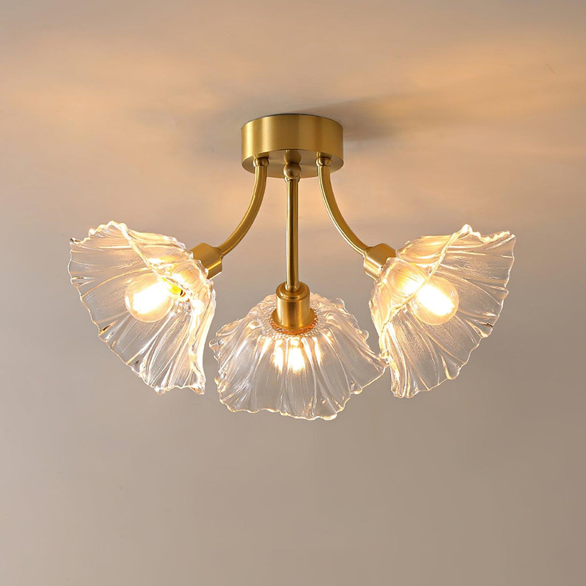 Solara Lumière de Plafond Fleur en Verre Pétale Chic Élégante