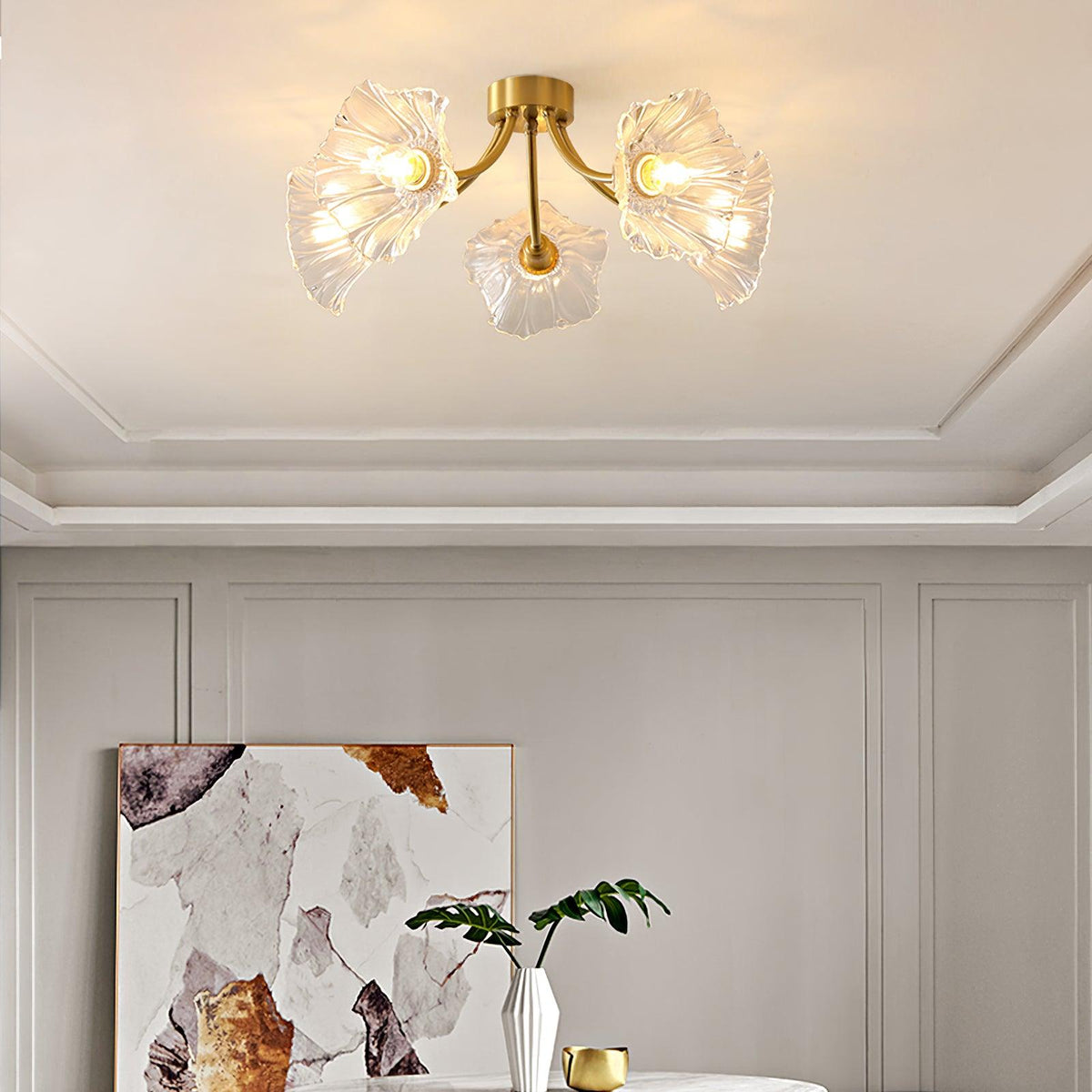 Solara Lumière de Plafond Fleur en Verre Pétale Chic Élégante