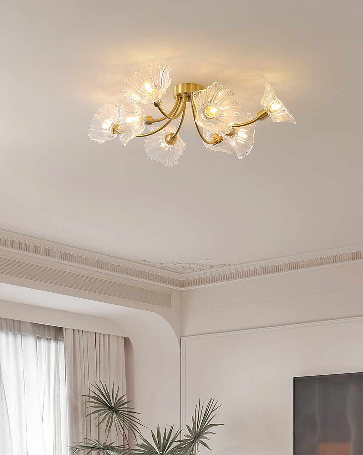 Solara Lumière de Plafond Fleur en Verre Pétale Chic Élégante