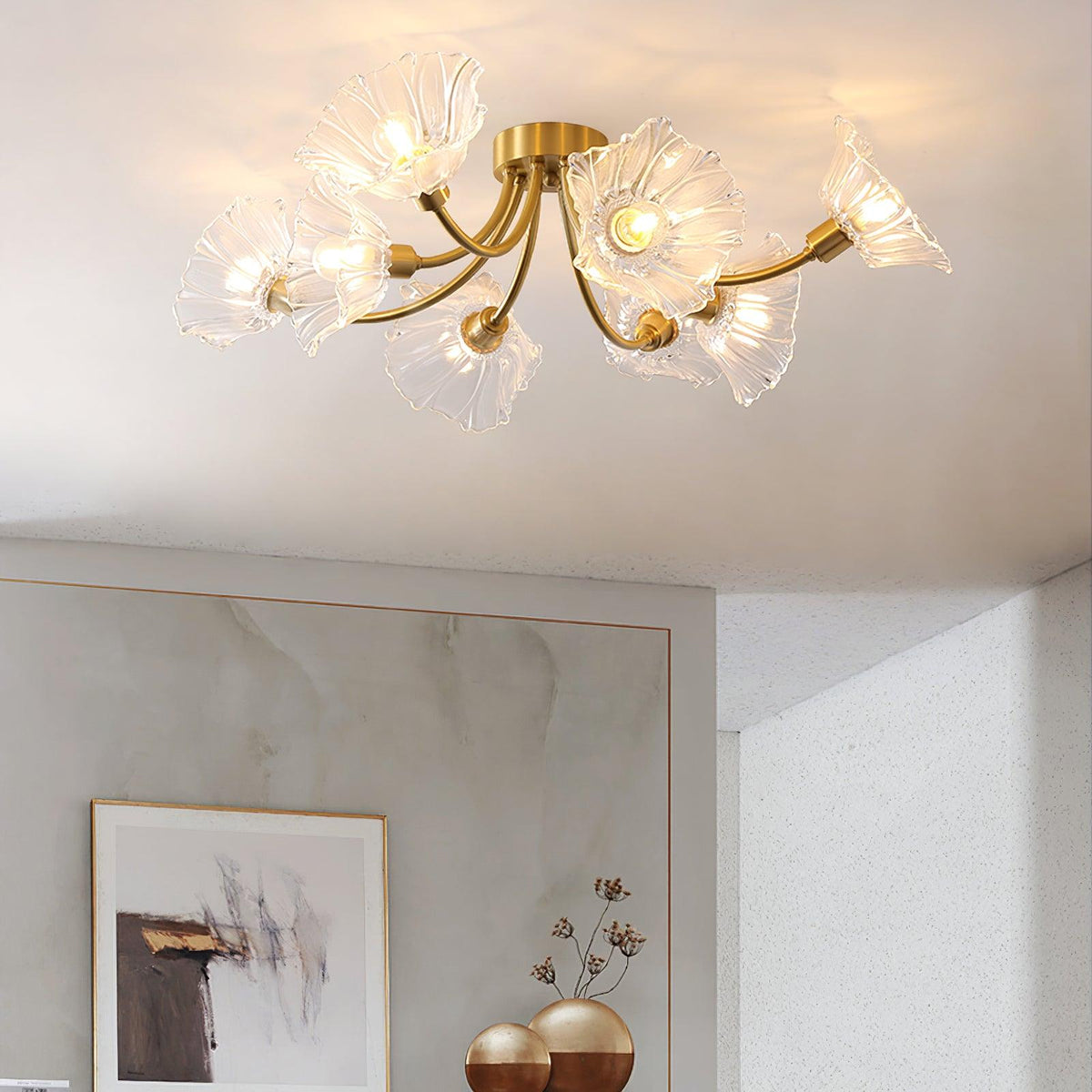 Solara Lumière de Plafond Fleur en Verre Pétale Chic Élégante