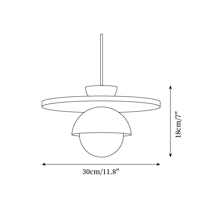 Virelli Suspension Globe en Verre Disque en Travertin Bois de Noyer Naturel