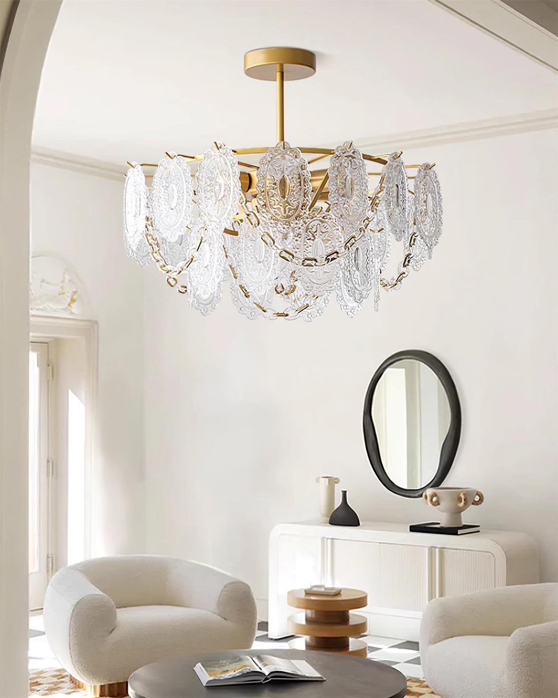 Katia Lustre Cascades de Cristal Verre Or