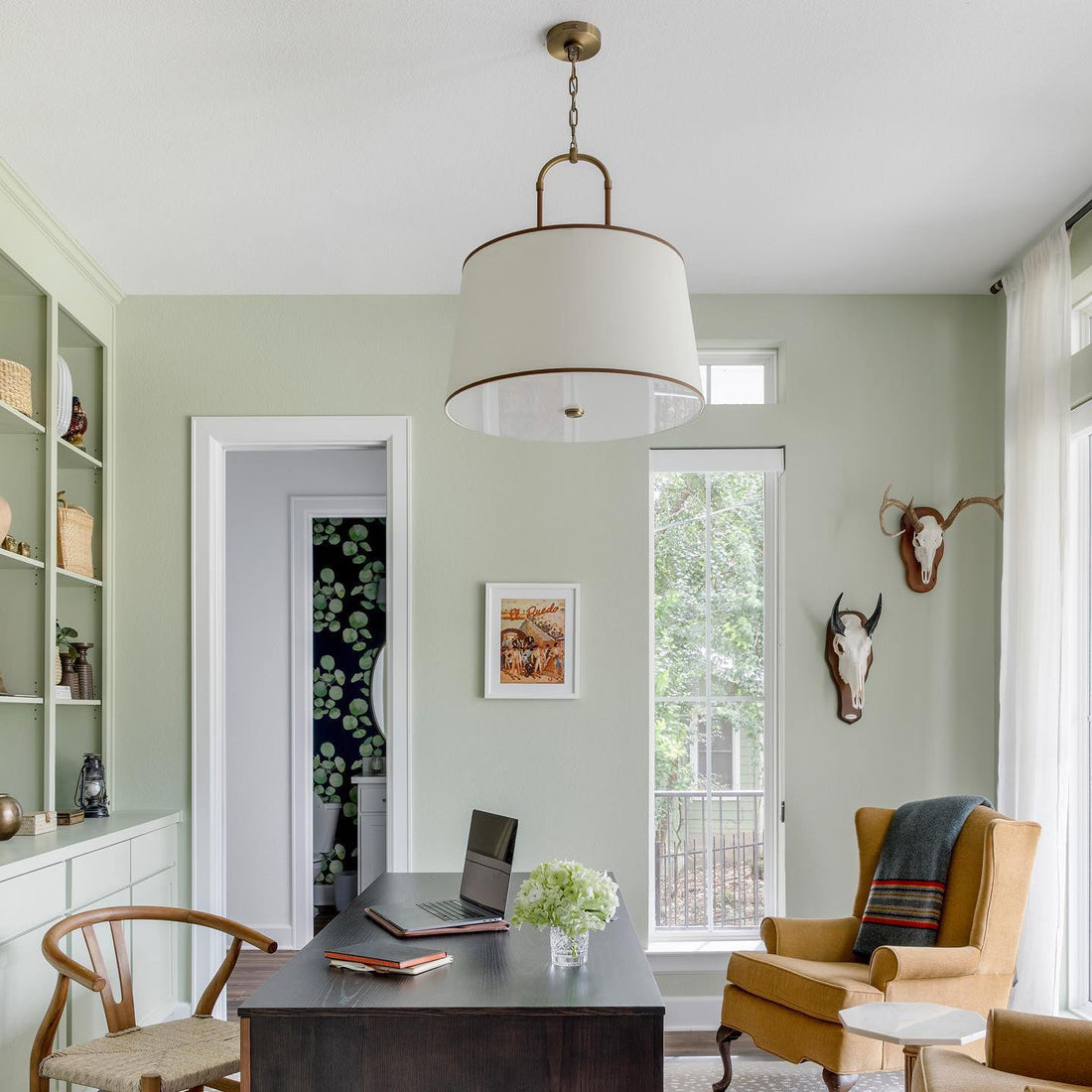 Aurzorora Vintage Industrial Brass Fabric Pendant Lamp