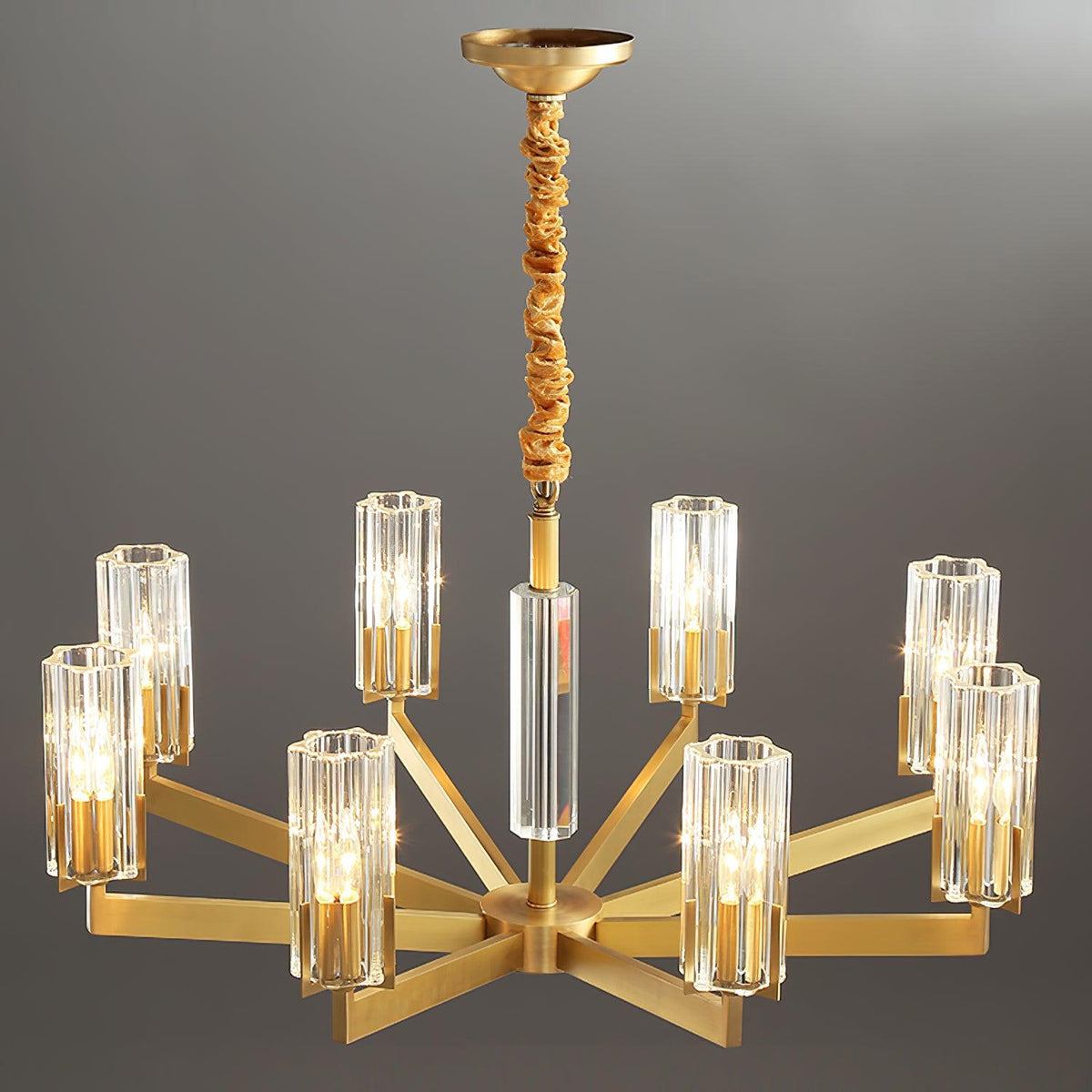 Lustra Lustre Laiton Verre Moderne