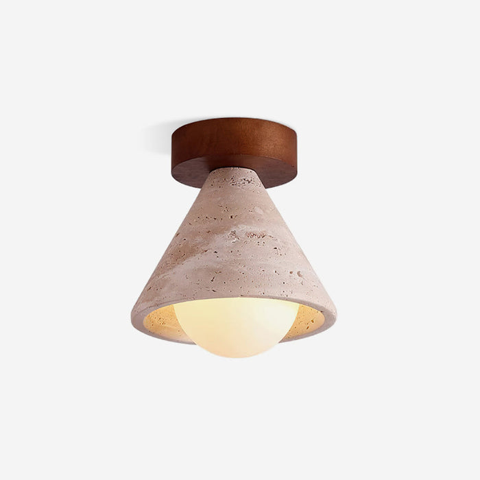 Hudon Lampe Plafonnier Semi-Encastrée en Cone de Travertin