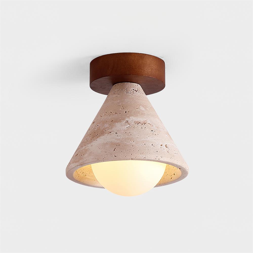 Hudon Lampe Plafonnier Semi-Encastrée en Cone de Travertin