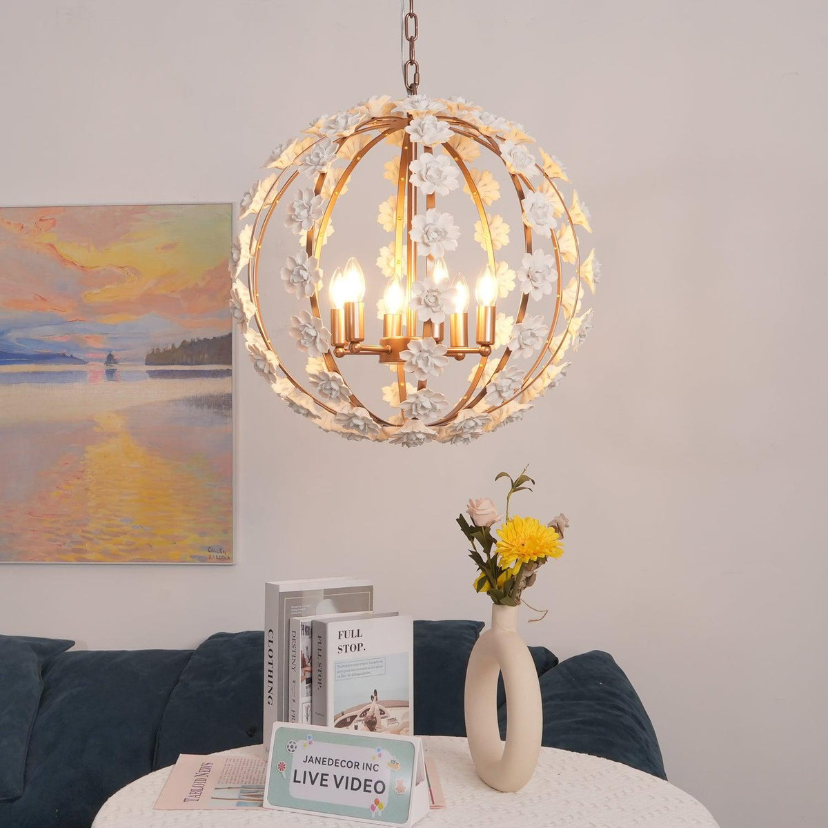 Kelly Suspension Globe Floral Rustique