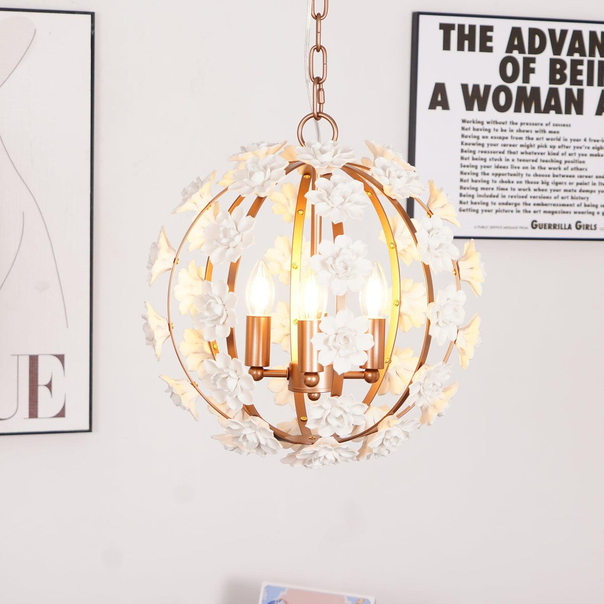 Kelly Suspension Globe Floral Rustique