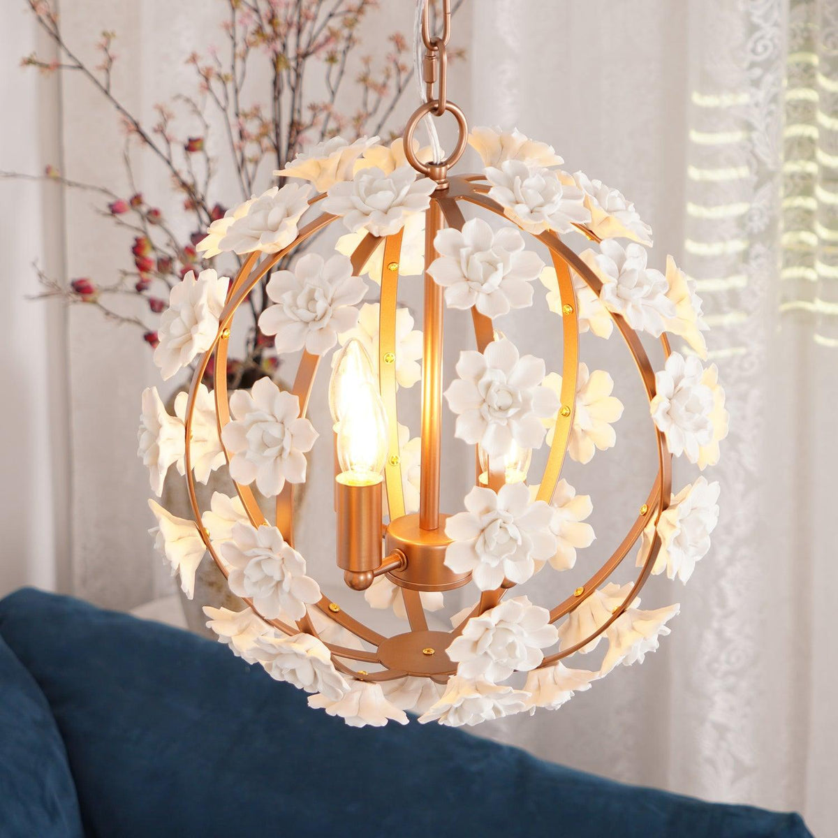 Kelly Suspension Globe Floral Rustique