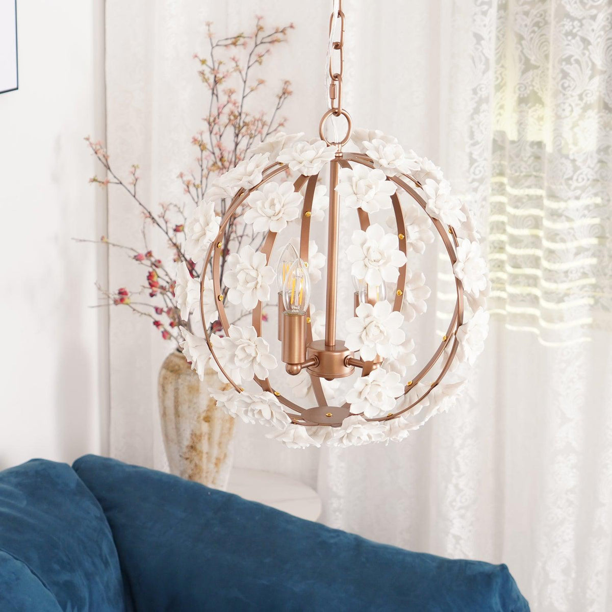 Kelly Suspension Globe Floral Rustique