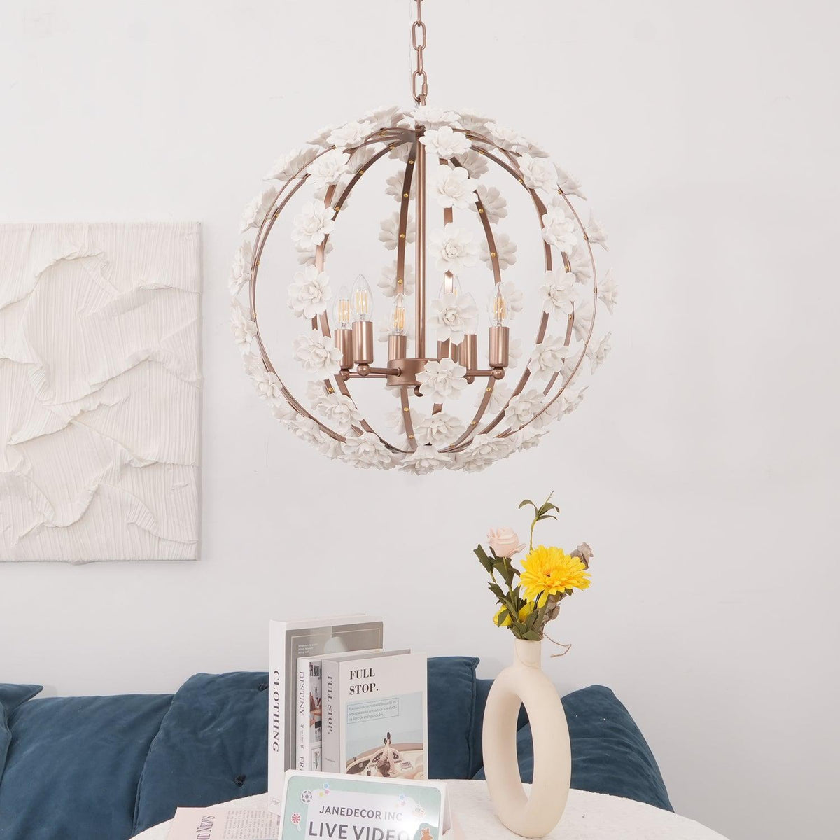 Kelly Suspension Globe Floral Rustique