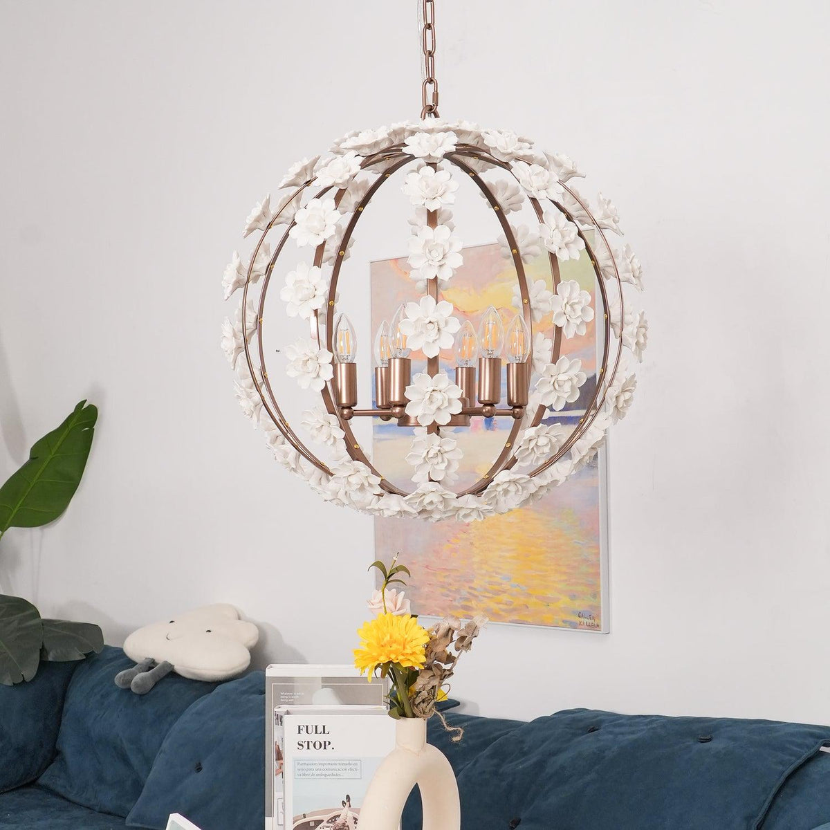 Kelly Suspension Globe Floral Rustique