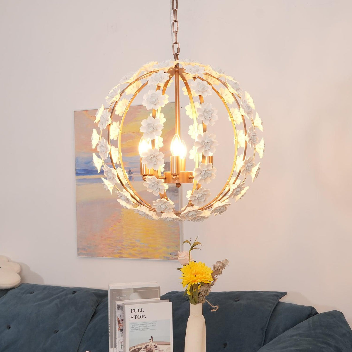 Kelly Suspension Globe Floral Rustique