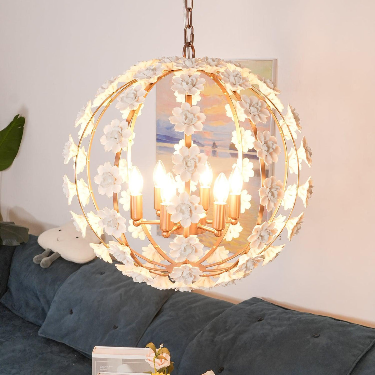 Kelly Suspension Globe Floral Rustique