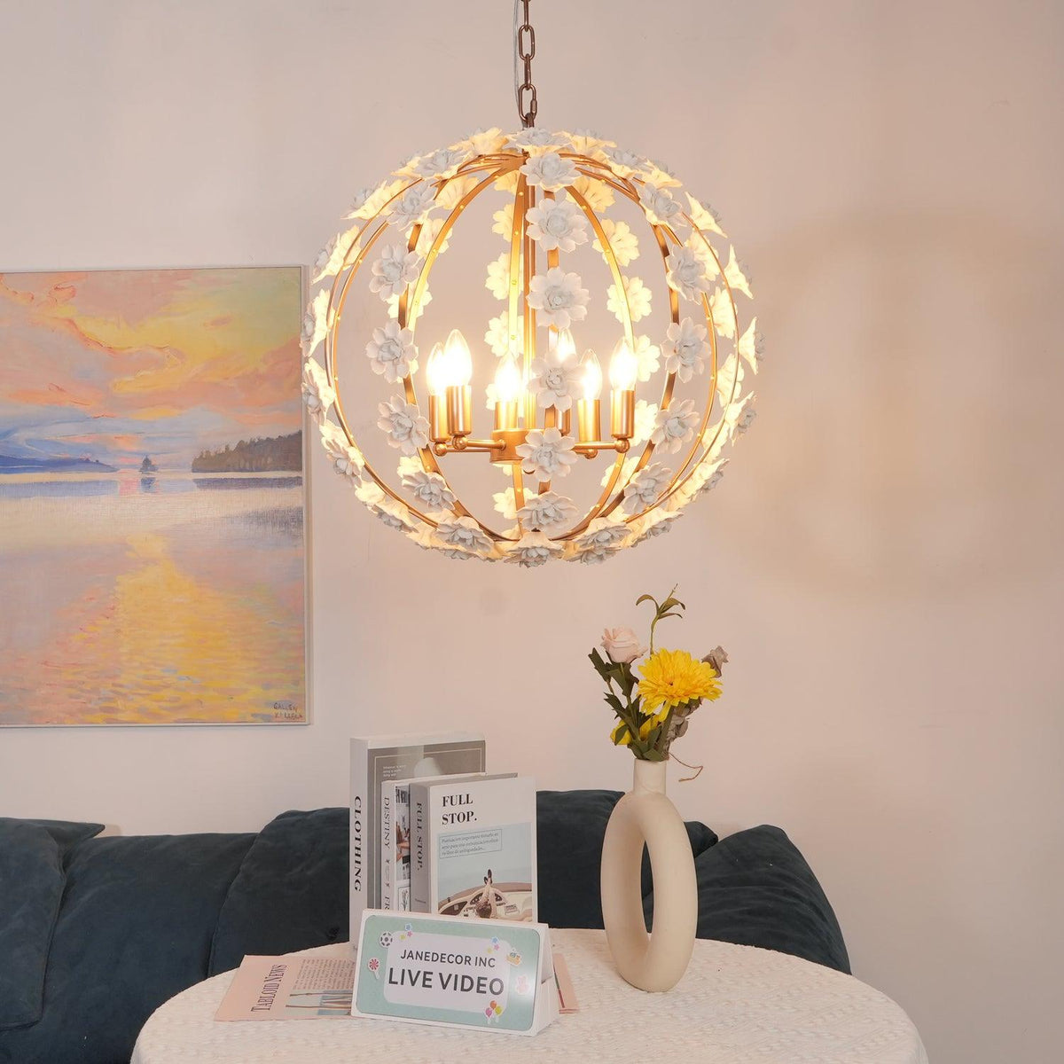 Kelly Suspension Globe Floral Rustique