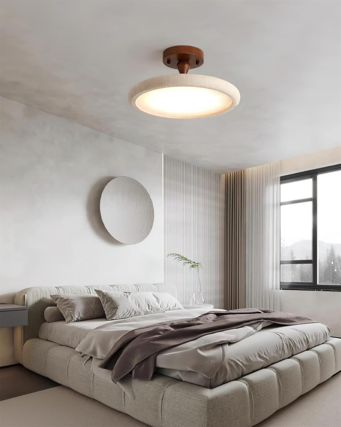 Dovai Lampe Plafonnier Semi-Encastrée en Travertin