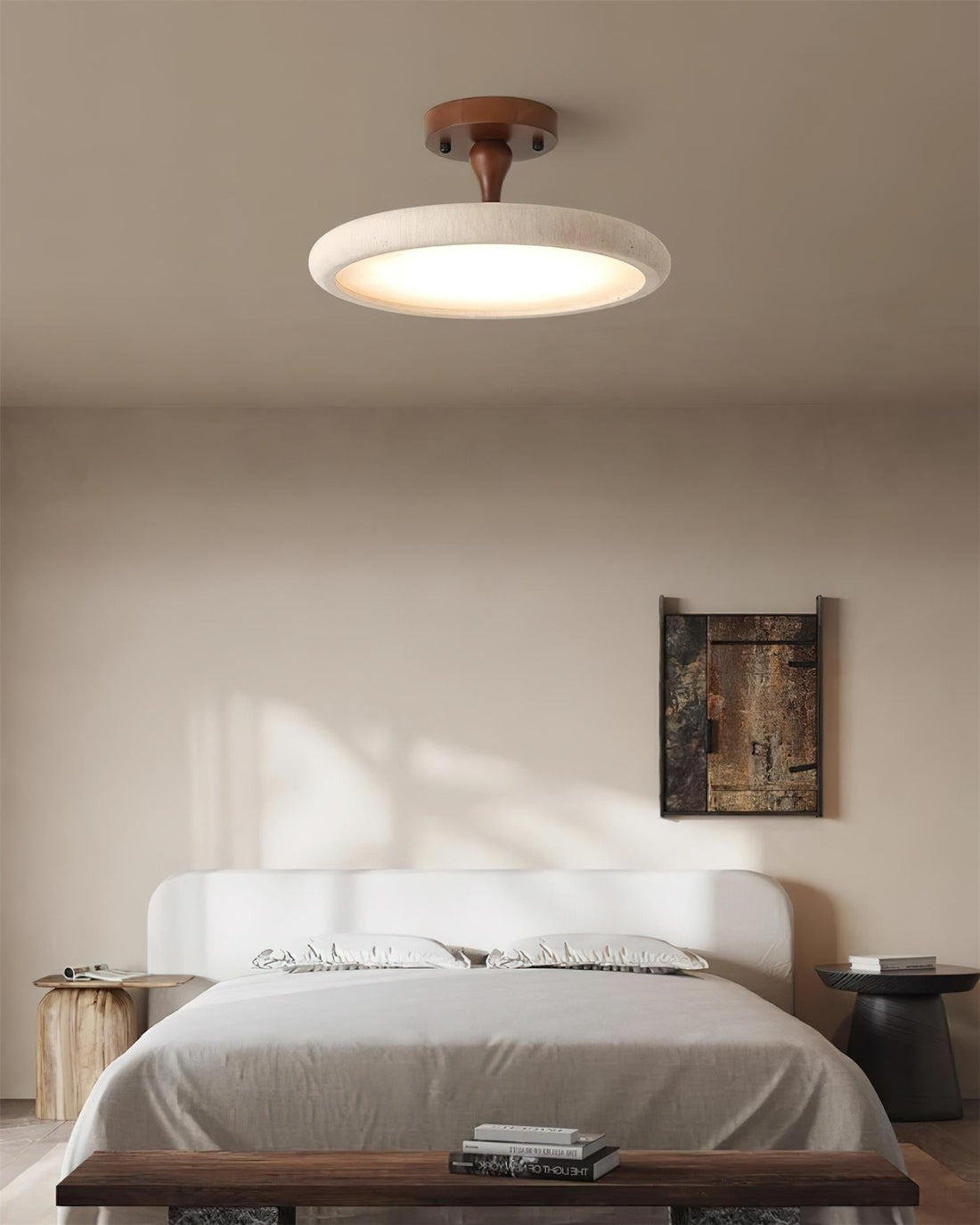 Dovai Lampe Plafonnier Semi-Encastrée en Travertin