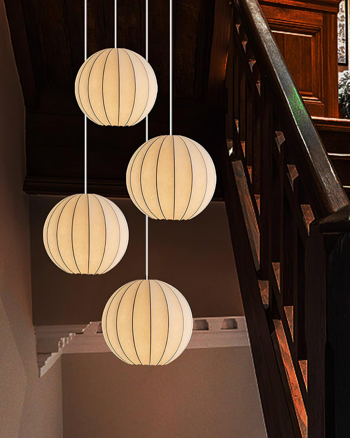 Aura Suspension Moderne Globe Côtelé Soie