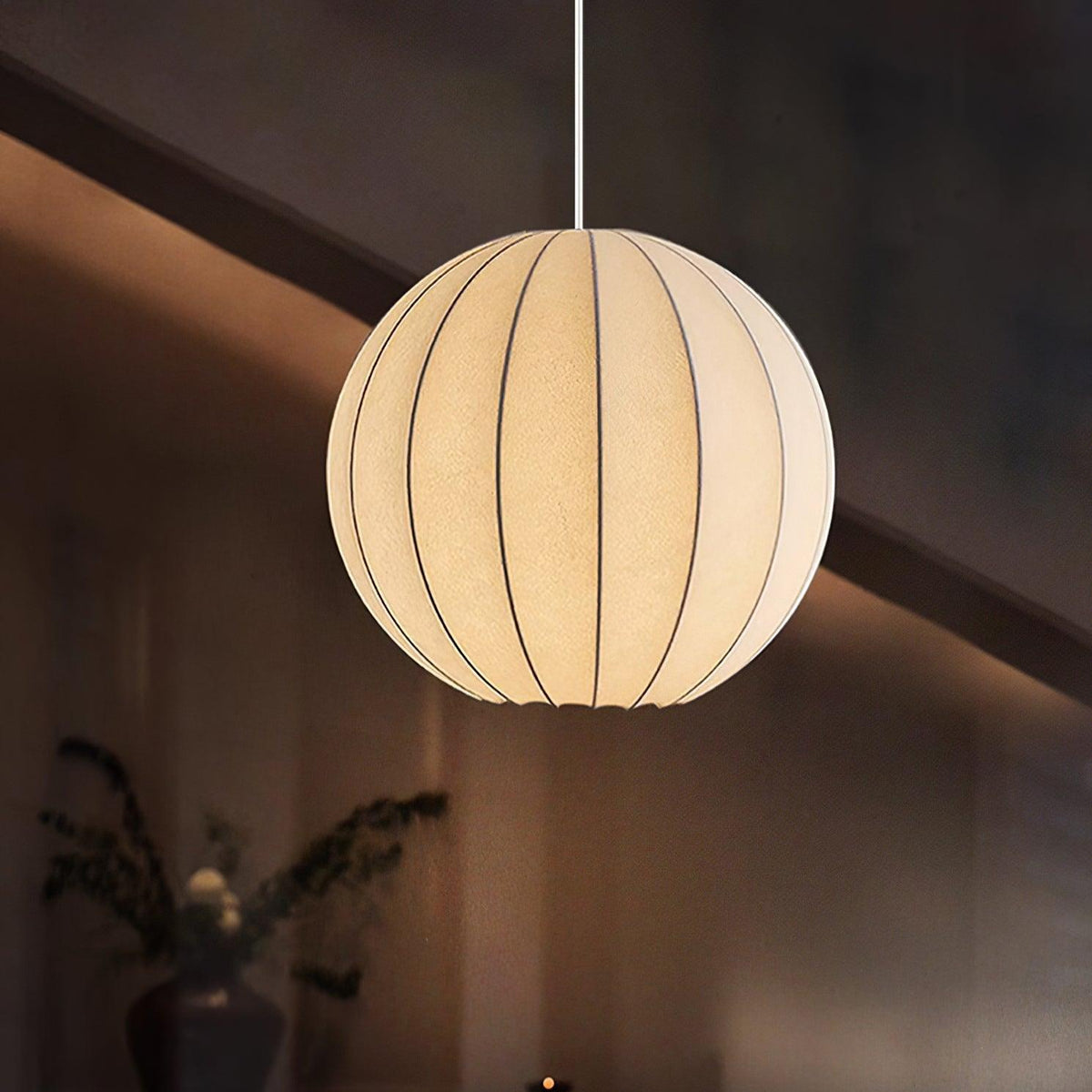 Aura Suspension Moderne Globe Côtelé Soie