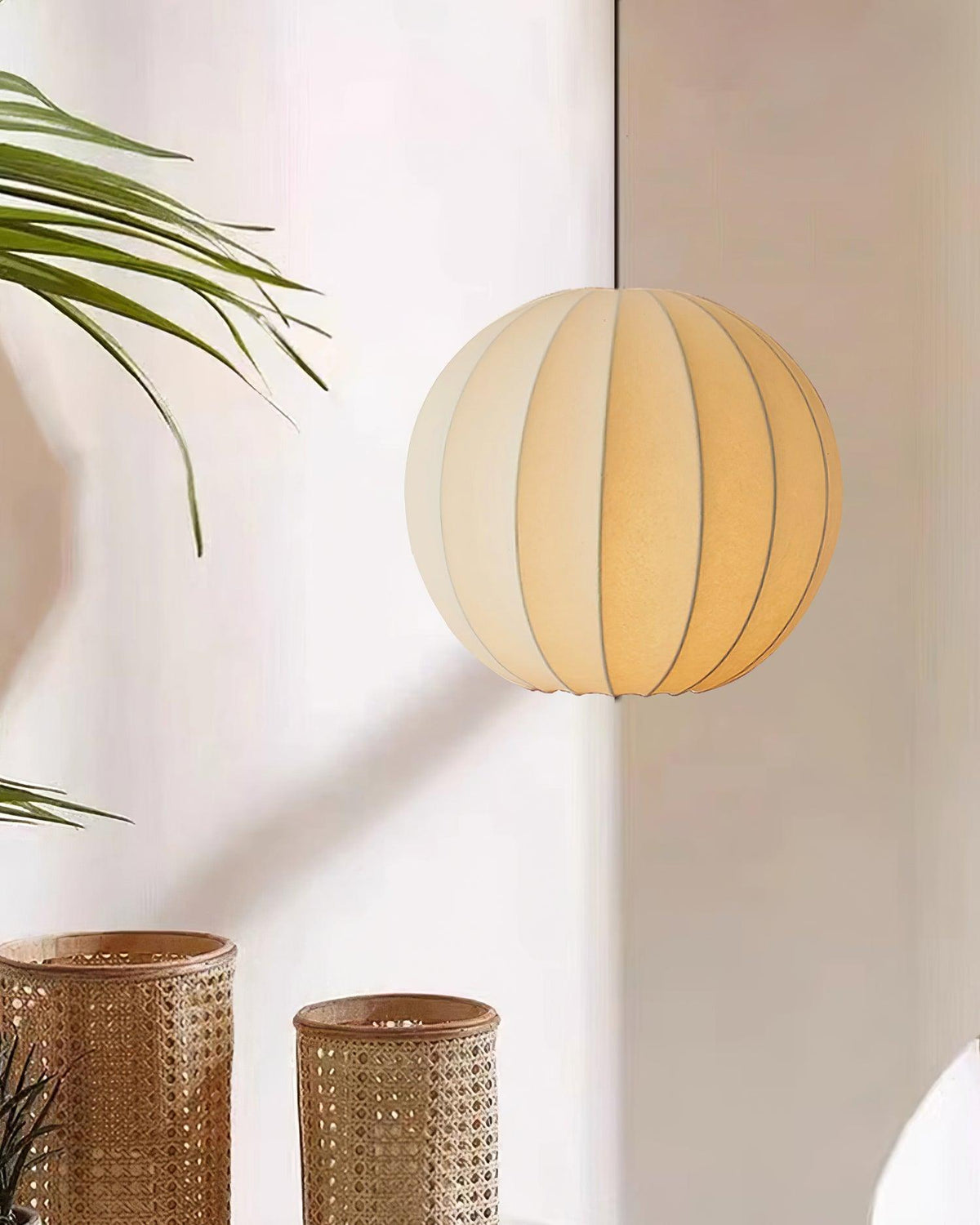 Aura Suspension Moderne Globe Côtelé Soie