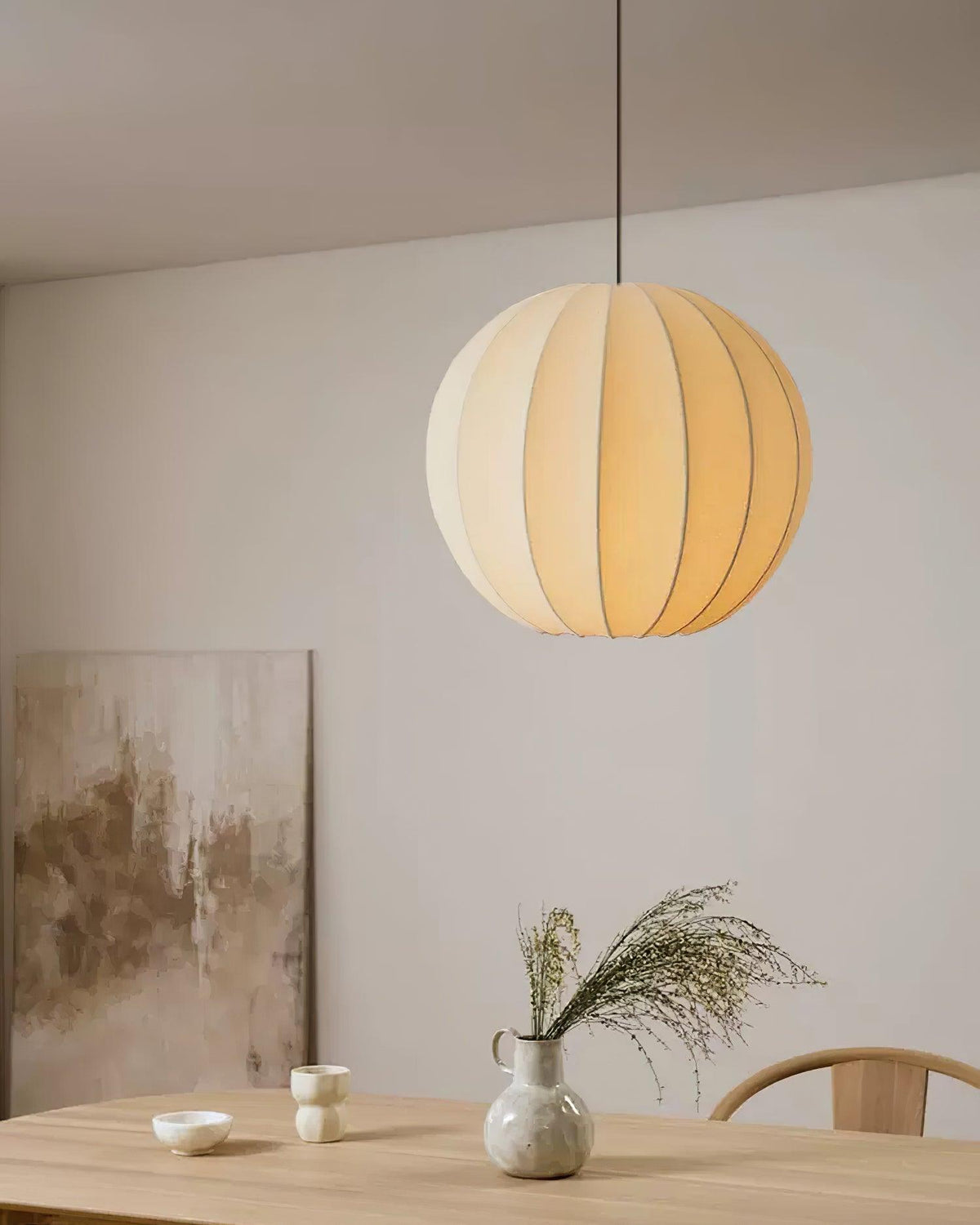 Aura Suspension Moderne Globe Côtelé Soie