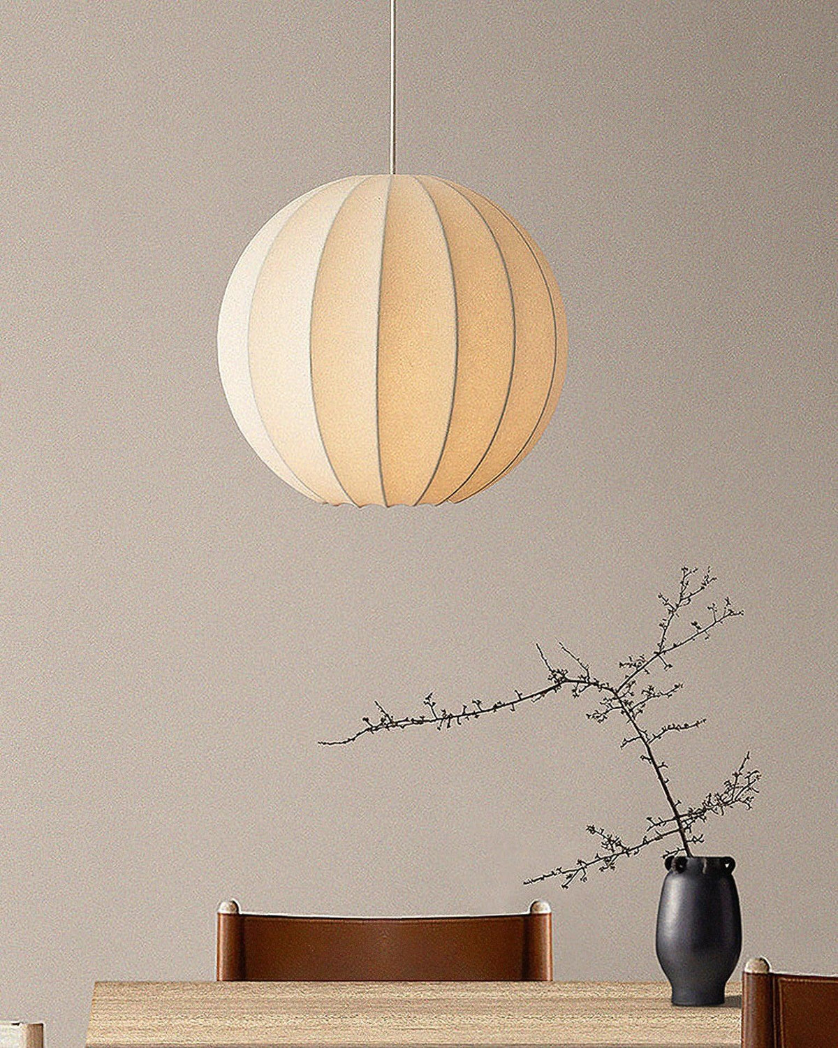 Aura Suspension Moderne Globe Côtelé Soie