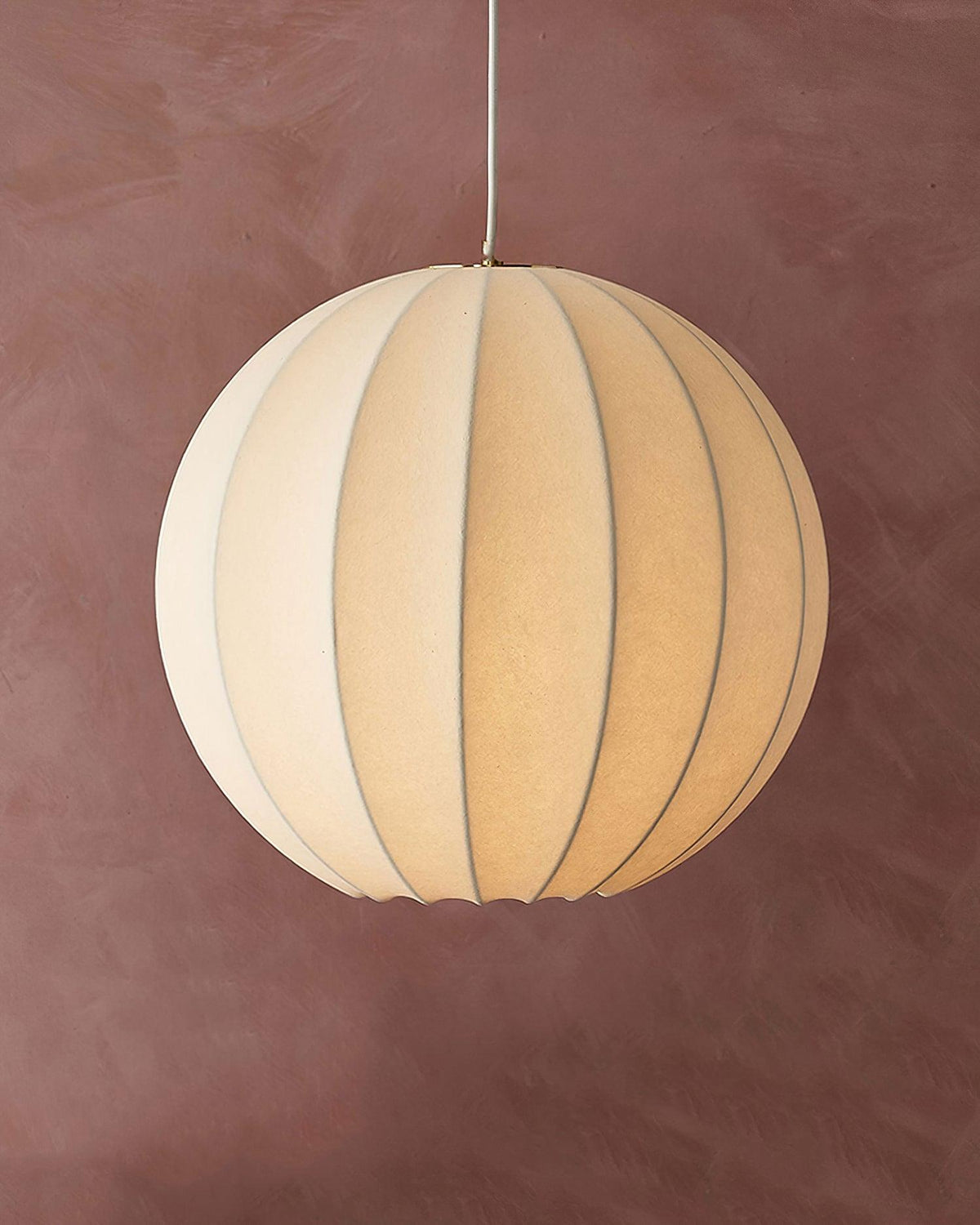 Aura Suspension Moderne Globe Côtelé Soie
