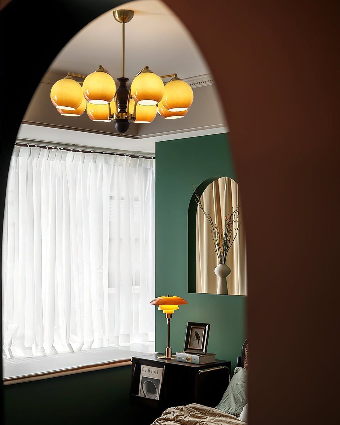 Viora Lustre Bois Verre Mid-Century