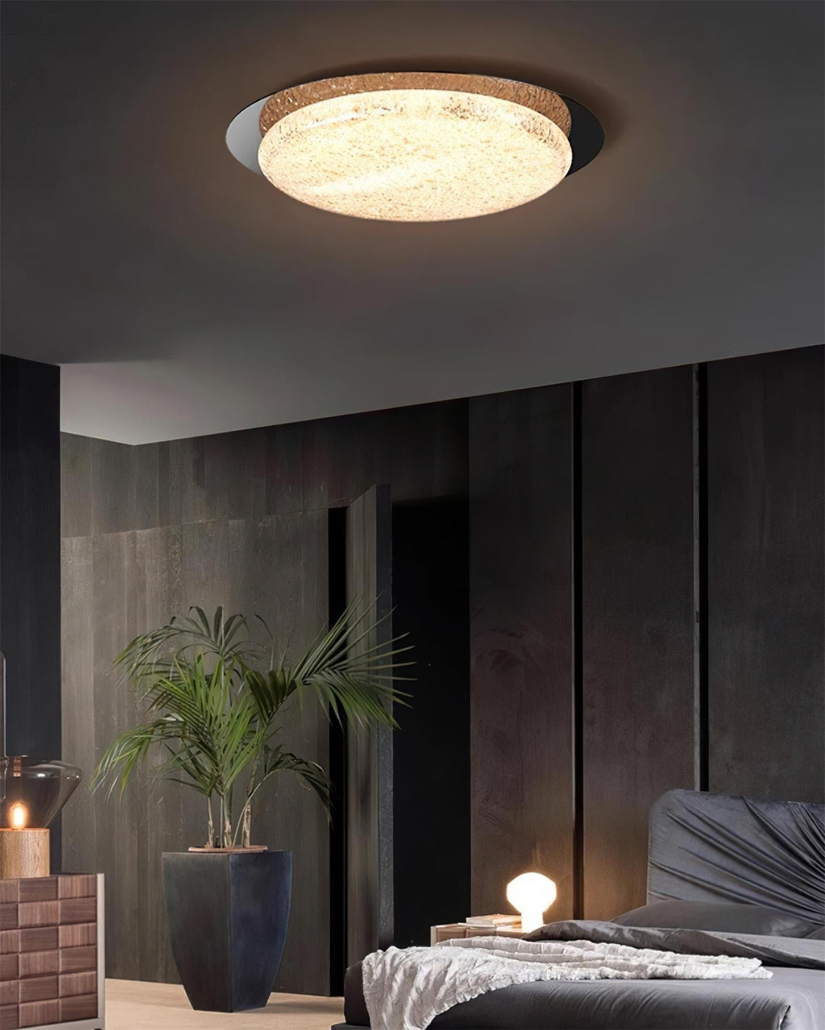 Kidson Plafonnier Résine Texturée Ton Bois LED