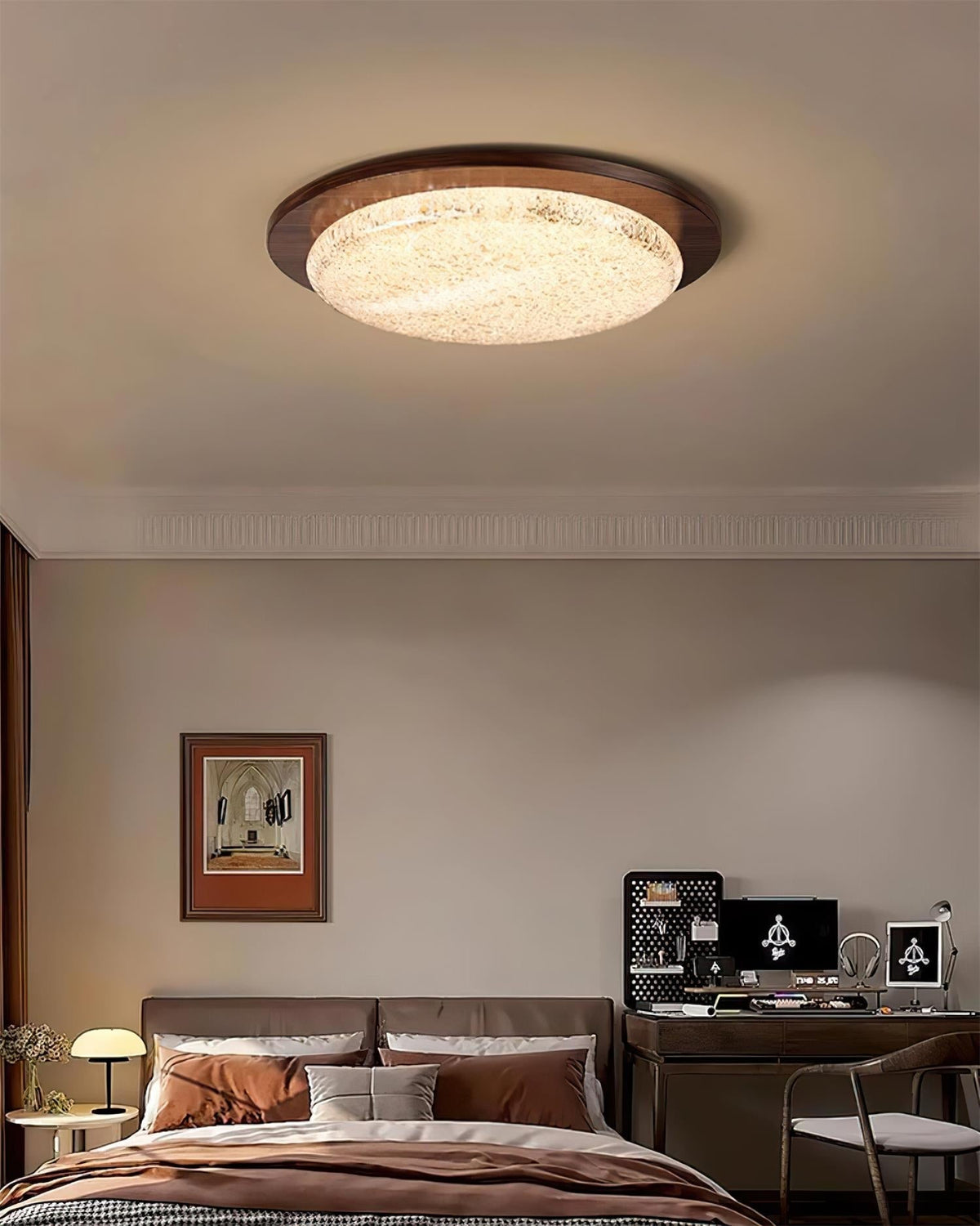 Kidson Plafonnier Résine Texturée Ton Bois LED