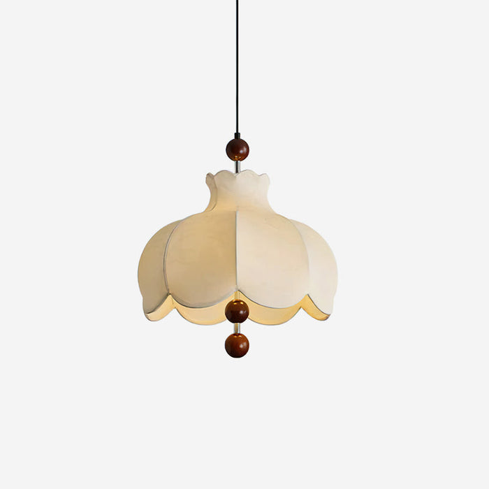 Oria Suspension avec abat-jour en tissu et accents en bois, style vintage, pour salon