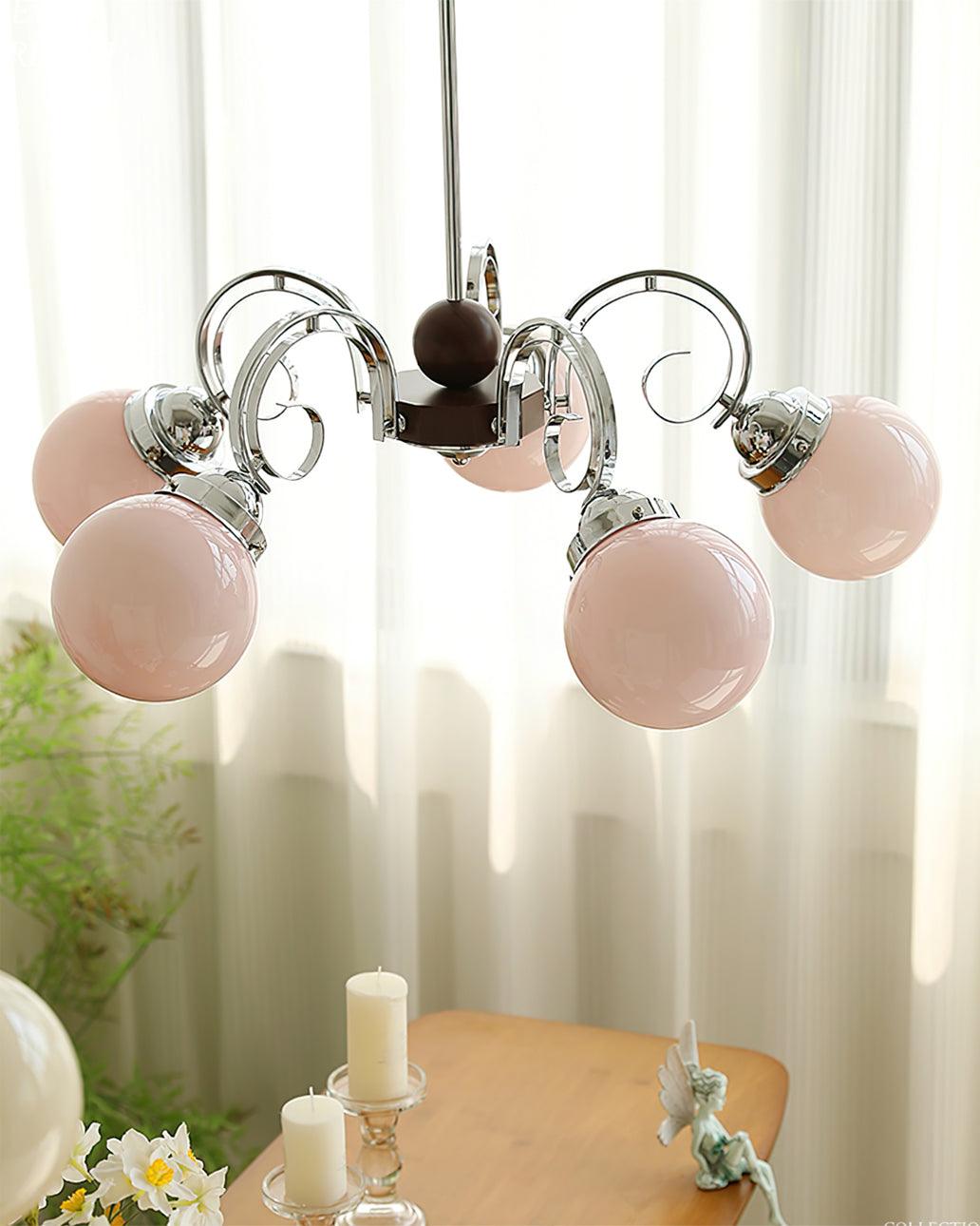 Kotter Lustre Crème Bras Courbés en Nickel Satiné Sculptural