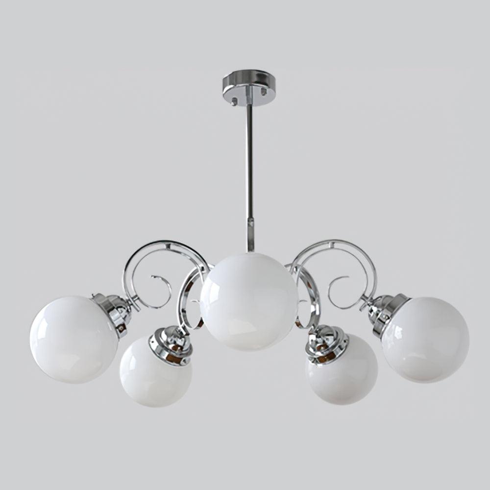 Kotter Lustre Crème Bras Courbés en Nickel Satiné Sculptural
