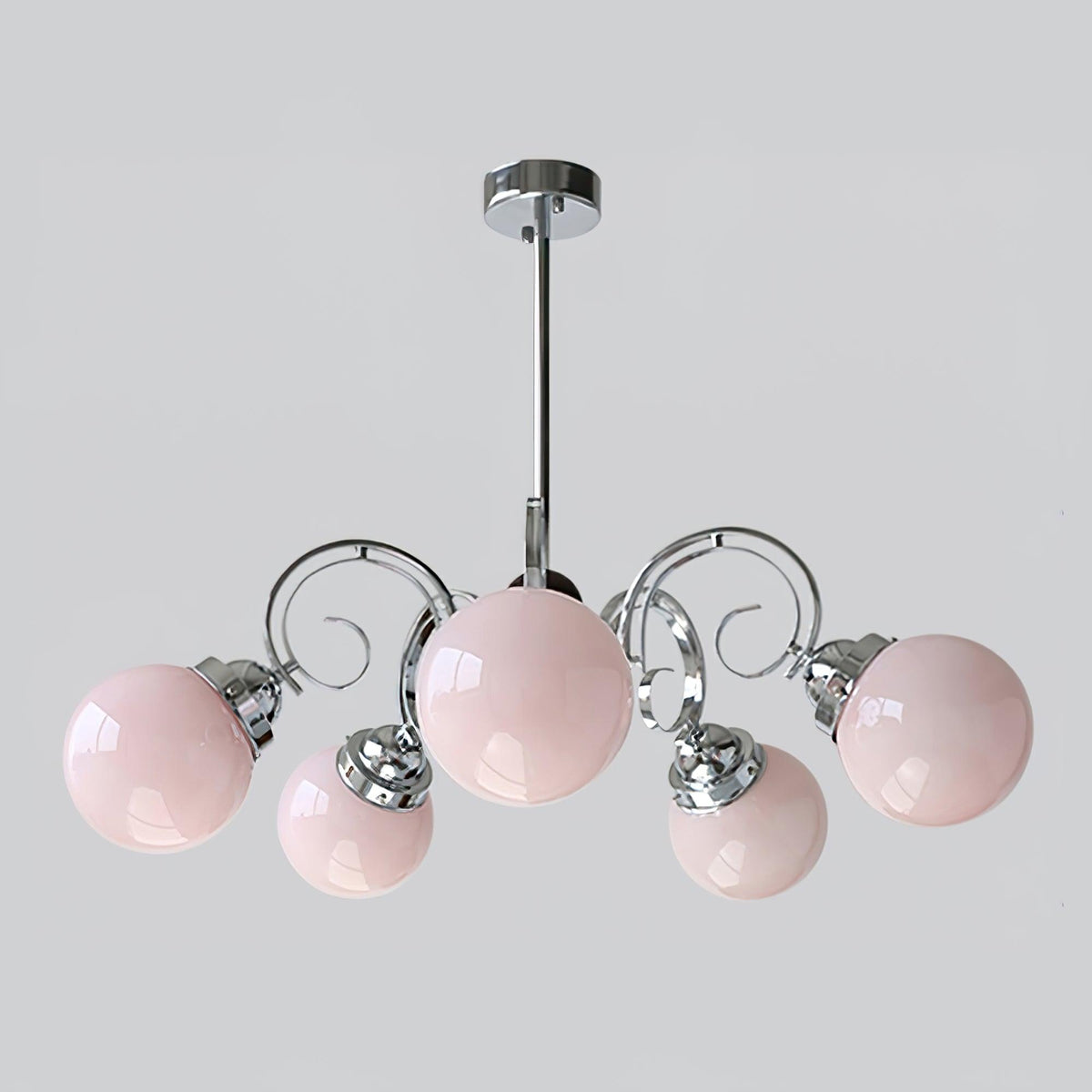 Kotter Lustre Crème Bras Courbés en Nickel Satiné Sculptural